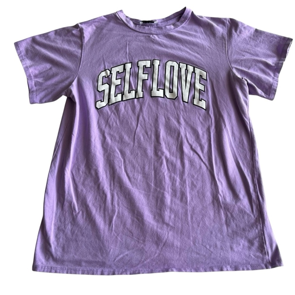 Fashion Nova More Self Love Short Sleeve Top - Medium, Lavender